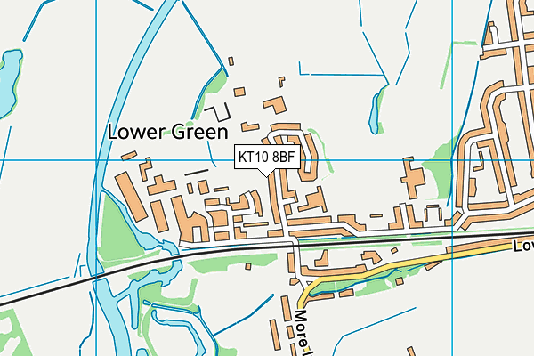 KT10 8BF map - OS VectorMap District (Ordnance Survey)