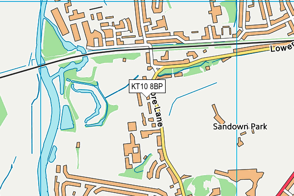 KT10 8BP map - OS VectorMap District (Ordnance Survey)