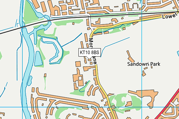 KT10 8BS map - OS VectorMap District (Ordnance Survey)