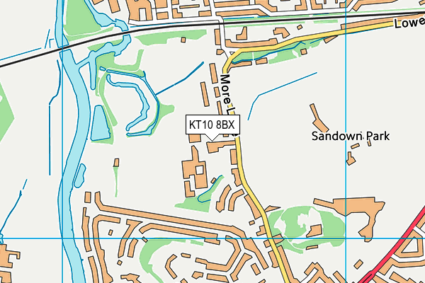KT10 8BX map - OS VectorMap District (Ordnance Survey)