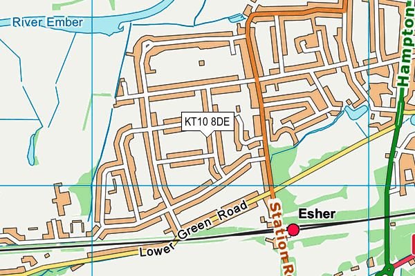 KT10 8DE map - OS VectorMap District (Ordnance Survey)