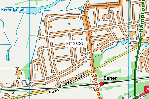 KT10 8DG map - OS VectorMap District (Ordnance Survey)