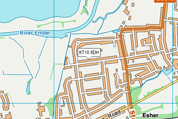 KT10 8DH map - OS VectorMap District (Ordnance Survey)