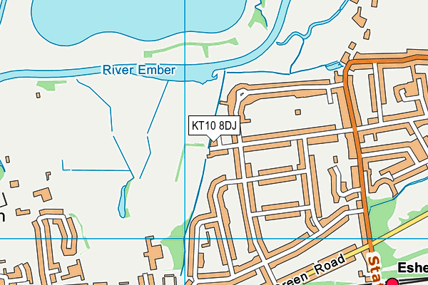 KT10 8DJ map - OS VectorMap District (Ordnance Survey)