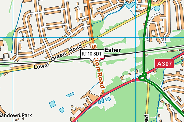 KT10 8DT map - OS VectorMap District (Ordnance Survey)