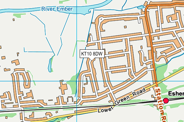 KT10 8DW map - OS VectorMap District (Ordnance Survey)