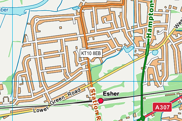 KT10 8EB map - OS VectorMap District (Ordnance Survey)