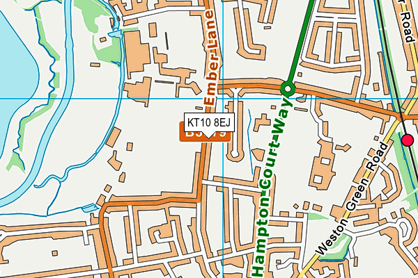 KT10 8EJ map - OS VectorMap District (Ordnance Survey)