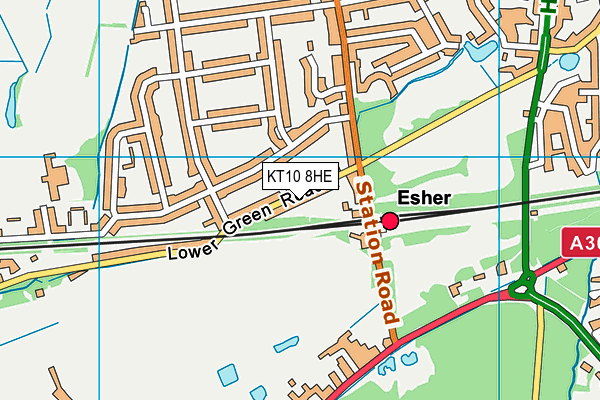 KT10 8HE map - OS VectorMap District (Ordnance Survey)