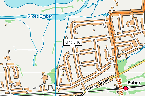 KT10 8HG map - OS VectorMap District (Ordnance Survey)
