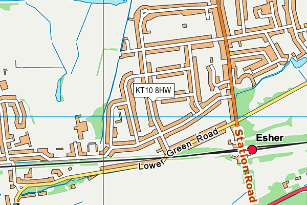 KT10 8HW map - OS VectorMap District (Ordnance Survey)