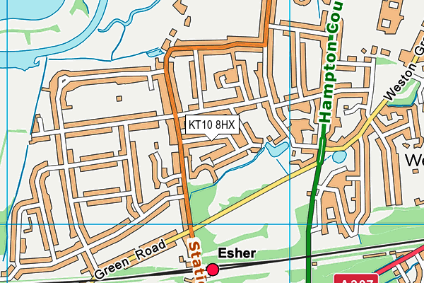 KT10 8HX map - OS VectorMap District (Ordnance Survey)