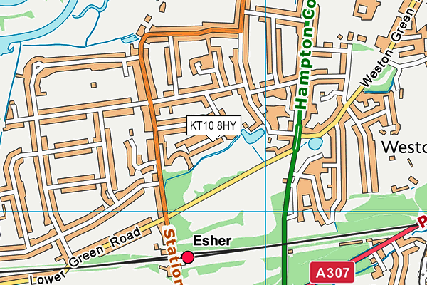 KT10 8HY map - OS VectorMap District (Ordnance Survey)