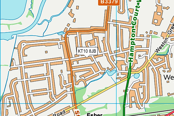 KT10 8JB map - OS VectorMap District (Ordnance Survey)