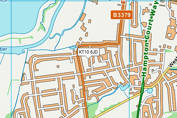 KT10 8JD map - OS VectorMap District (Ordnance Survey)