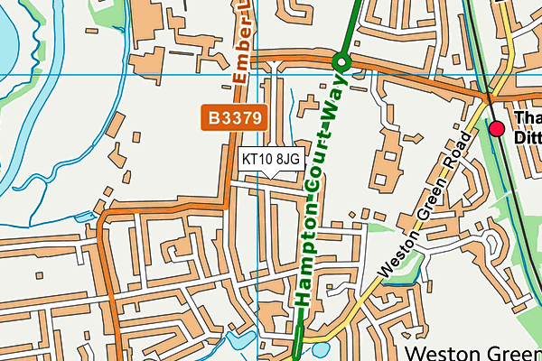 KT10 8JG map - OS VectorMap District (Ordnance Survey)