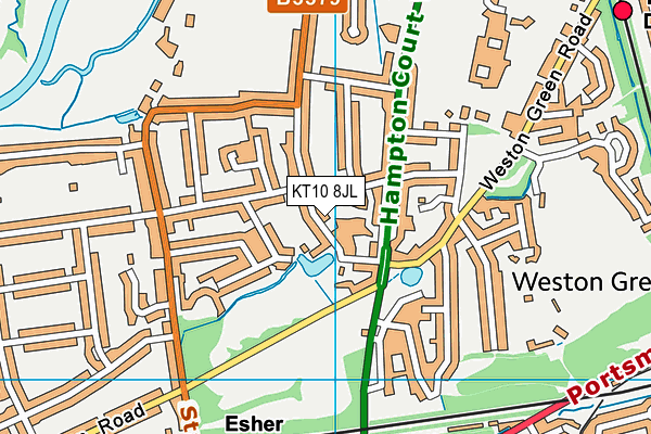 KT10 8JL map - OS VectorMap District (Ordnance Survey)