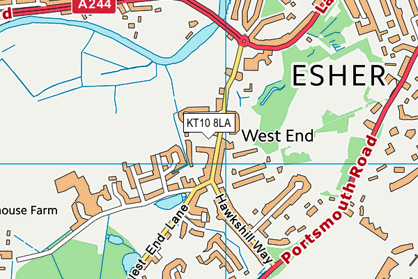 West End Recreation Ground (Esher) map (KT10 8LA) - OS VectorMap District (Ordnance Survey)