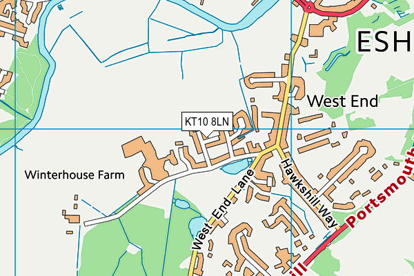 KT10 8LN map - OS VectorMap District (Ordnance Survey)