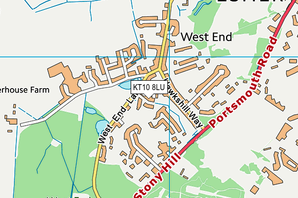 KT10 8LU map - OS VectorMap District (Ordnance Survey)