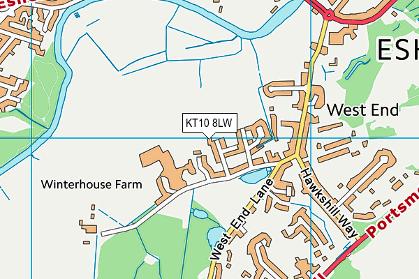 KT10 8LW map - OS VectorMap District (Ordnance Survey)