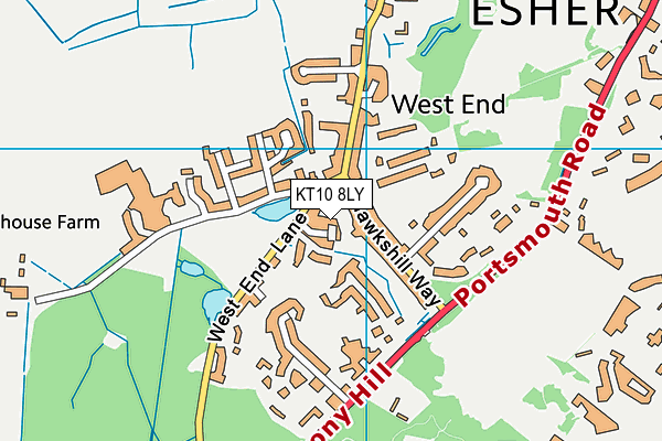 KT10 8LY map - OS VectorMap District (Ordnance Survey)