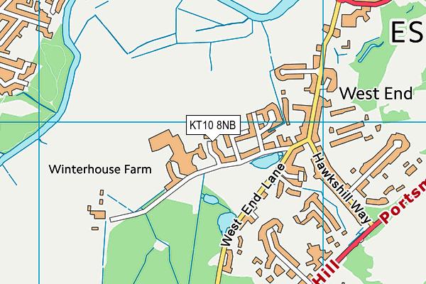 KT10 8NB map - OS VectorMap District (Ordnance Survey)