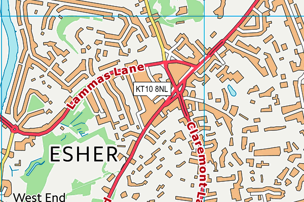 KT10 8NL map - OS VectorMap District (Ordnance Survey)