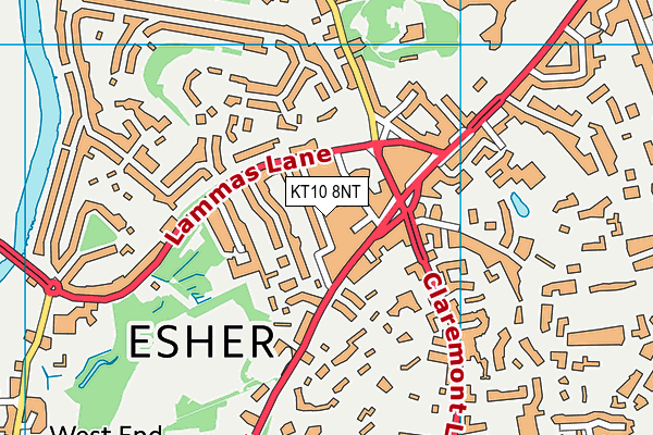 KT10 8NT map - OS VectorMap District (Ordnance Survey)