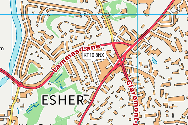 KT10 8NX map - OS VectorMap District (Ordnance Survey)