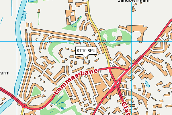 KT10 8PU map - OS VectorMap District (Ordnance Survey)