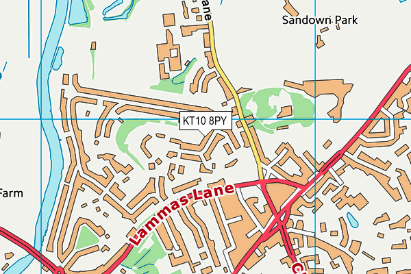 KT10 8PY map - OS VectorMap District (Ordnance Survey)