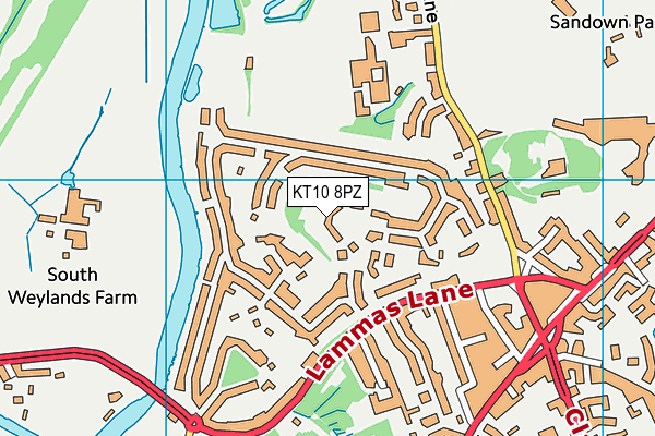 KT10 8PZ map - OS VectorMap District (Ordnance Survey)