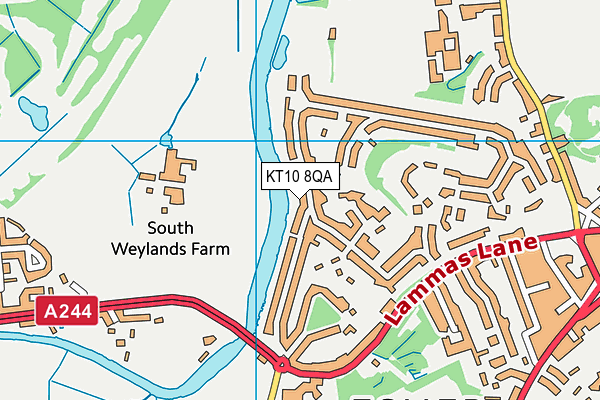 KT10 8QA map - OS VectorMap District (Ordnance Survey)