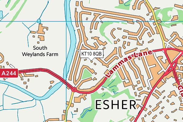 KT10 8QB map - OS VectorMap District (Ordnance Survey)