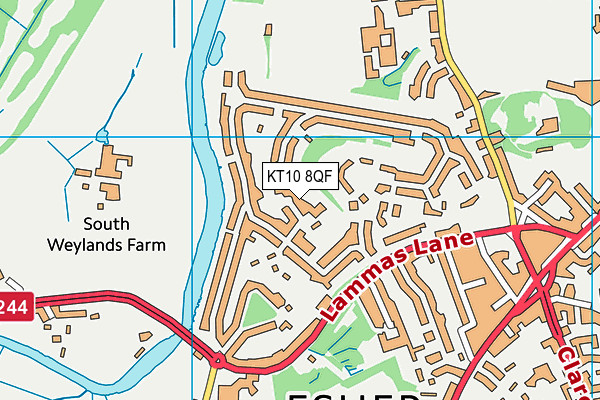 KT10 8QF map - OS VectorMap District (Ordnance Survey)