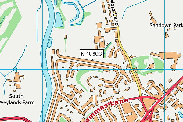 KT10 8QG map - OS VectorMap District (Ordnance Survey)