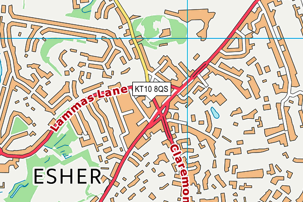 KT10 8QS map - OS VectorMap District (Ordnance Survey)