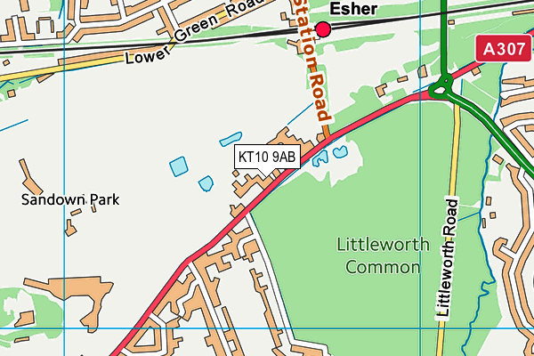 KT10 9AB map - OS VectorMap District (Ordnance Survey)