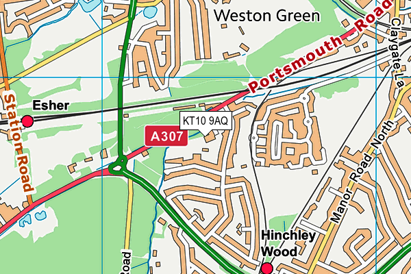 KT10 9AQ map - OS VectorMap District (Ordnance Survey)