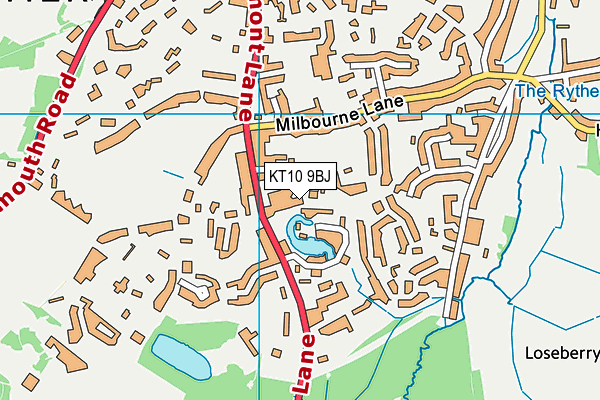 KT10 9BJ map - OS VectorMap District (Ordnance Survey)