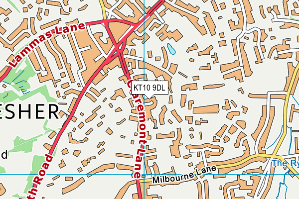 KT10 9DL map - OS VectorMap District (Ordnance Survey)