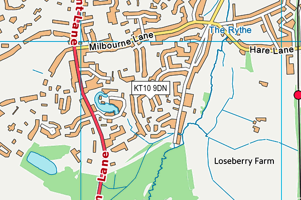 KT10 9DN map - OS VectorMap District (Ordnance Survey)