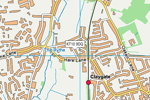 KT10 9DQ map - OS VectorMap District (Ordnance Survey)