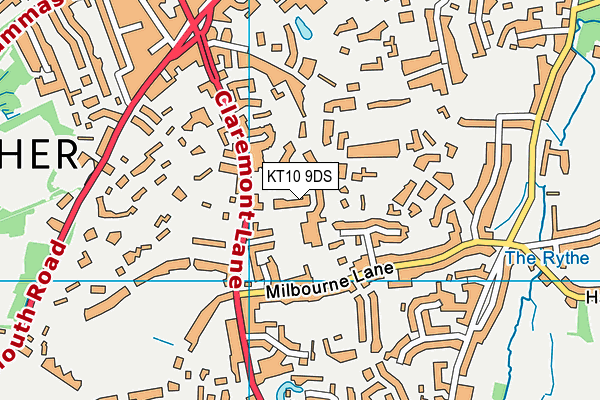 KT10 9DS map - OS VectorMap District (Ordnance Survey)