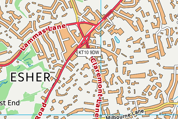 KT10 9DW map - OS VectorMap District (Ordnance Survey)