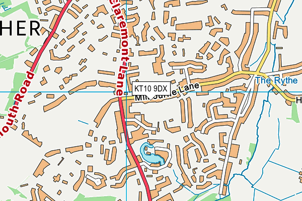 KT10 9DX map - OS VectorMap District (Ordnance Survey)