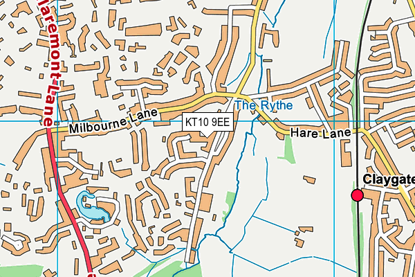 Church Of The Holy Name map (KT10 9EE) - OS VectorMap District (Ordnance Survey)