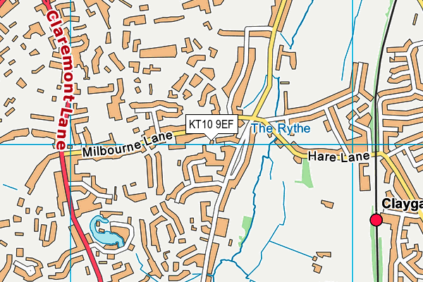 KT10 9EF map - OS VectorMap District (Ordnance Survey)