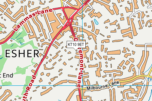 KT10 9ET map - OS VectorMap District (Ordnance Survey)
